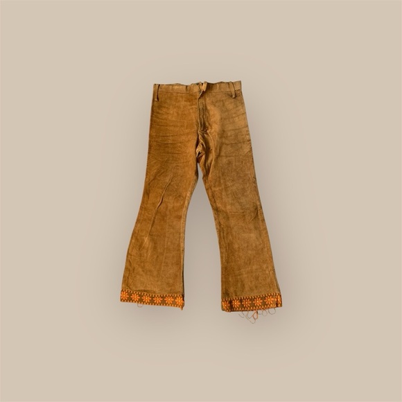 Awesome vintage suede leather flare pants - Picture 1 of 12